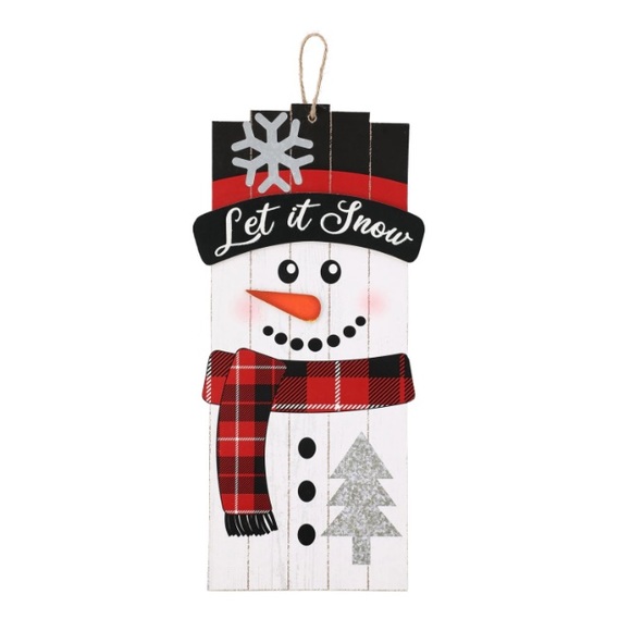 NWT Precious Holiday Glitter Let It Snow ⛄️ Snowman Decoration Sign w/ Metal ❄️ - Picture 10 of 11